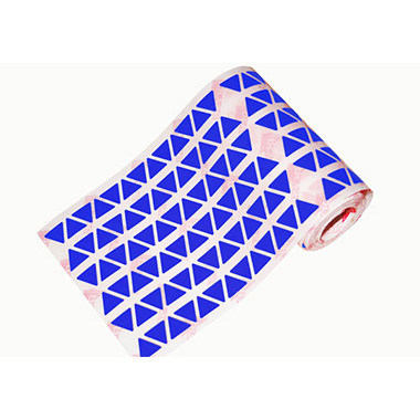 Caja rollo 4.446 gomets triángulo mediano azul