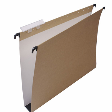 Caja 50 carpetas folio U30 kraft bicolor visor superior 65 mm