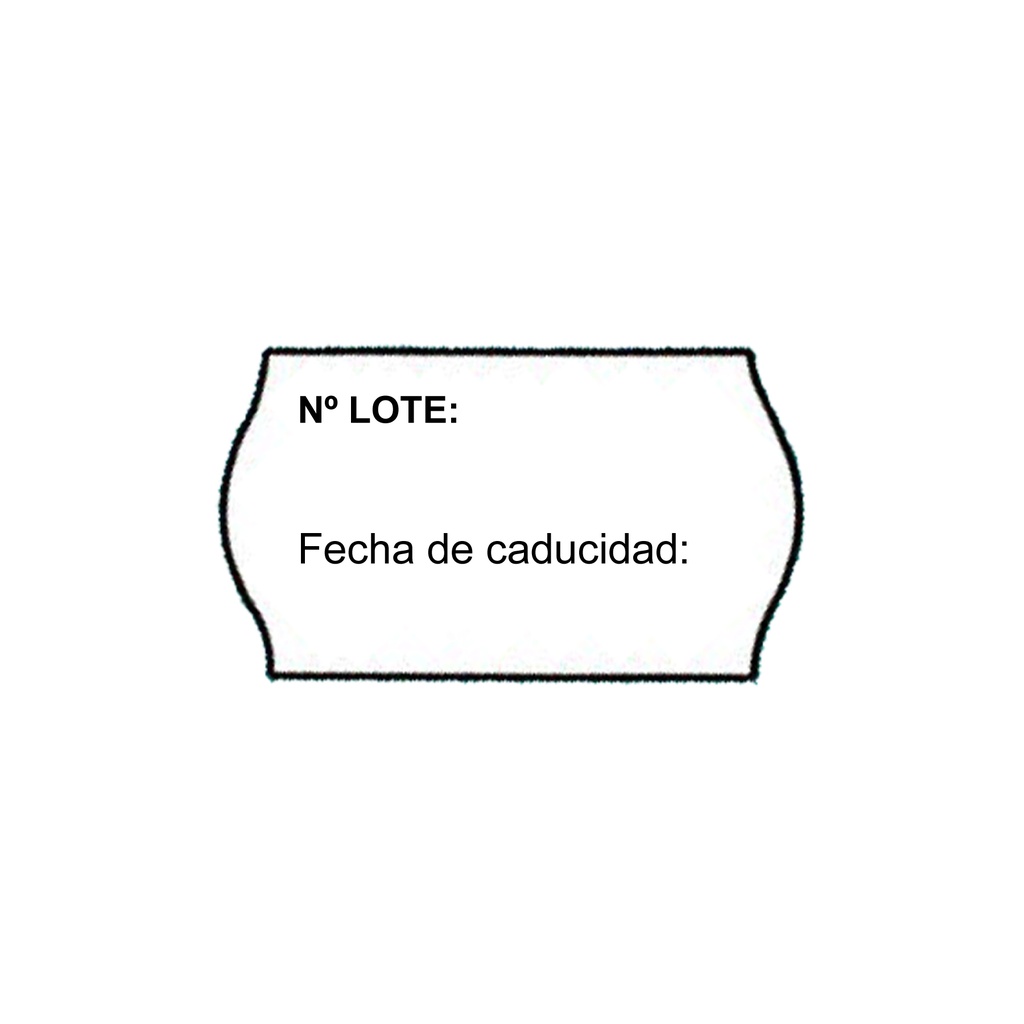 Rollo 1000 etiquetas onda 26 x 16 blanca permanente lote / fecha de caducidad