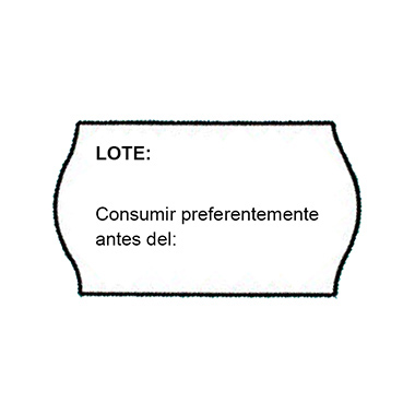 Rollo 1000 etiquetas onda 26 x 16 blanca permanente lote / consumir preferentemente