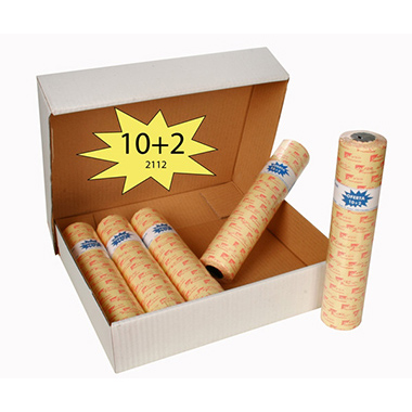 Pack 10 + 2 rollos de 1000 etiquetas 21 x 12 fluor naranja permanente