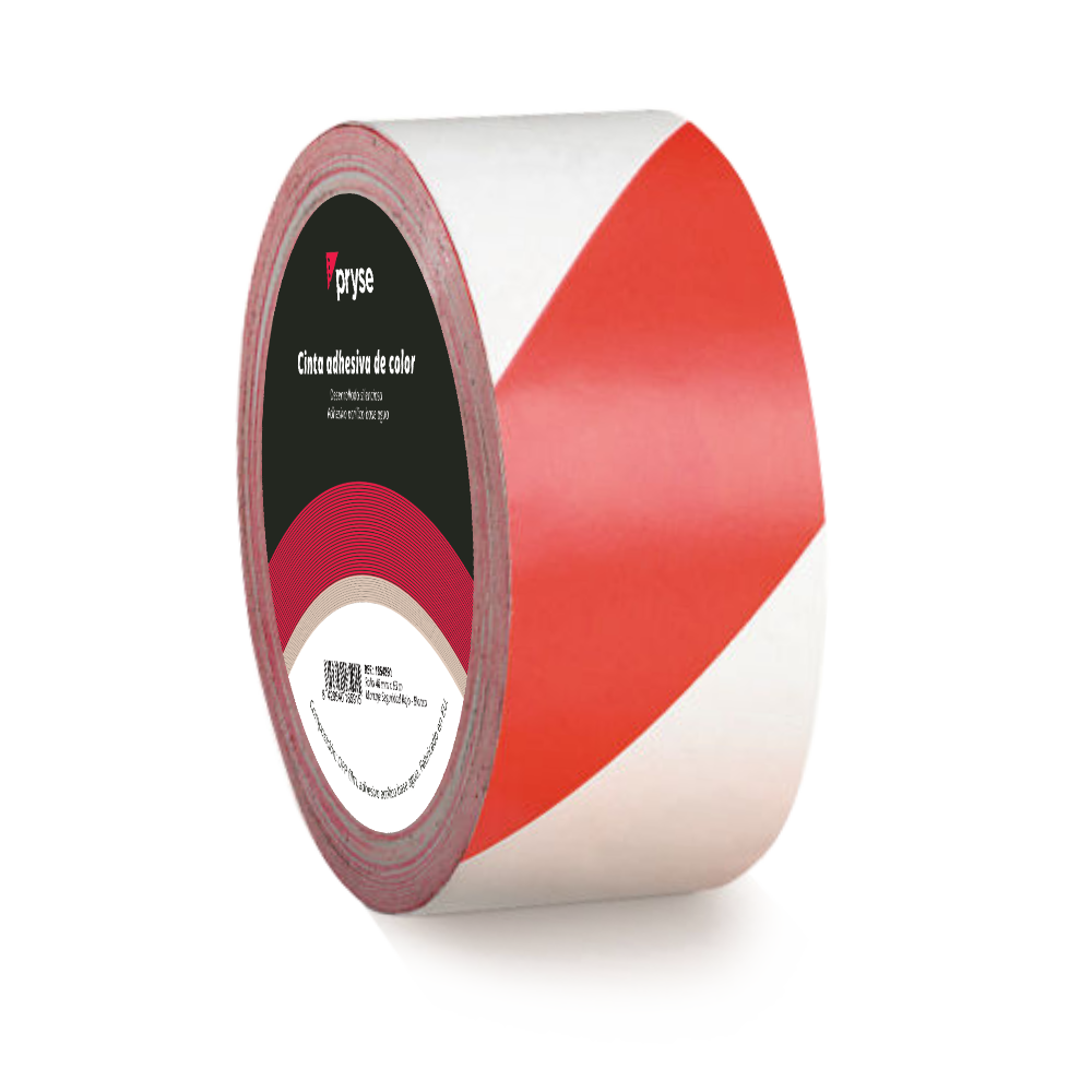 Rollo 48 mm x 63 m cinta oPP adhesiva marca seguridad rojo / blanco