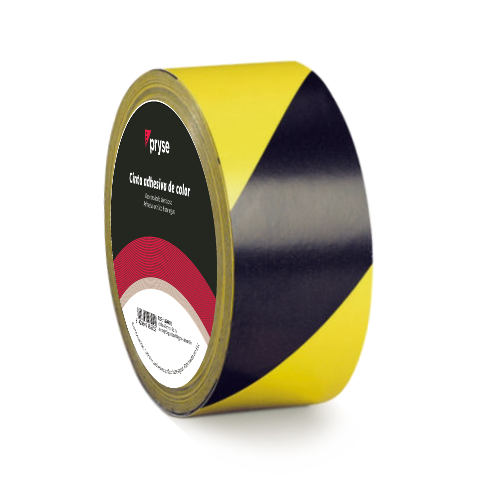 Rollo 48 mm x 63 m cinta oPP adhesiva marca seguridad negro / amarillo