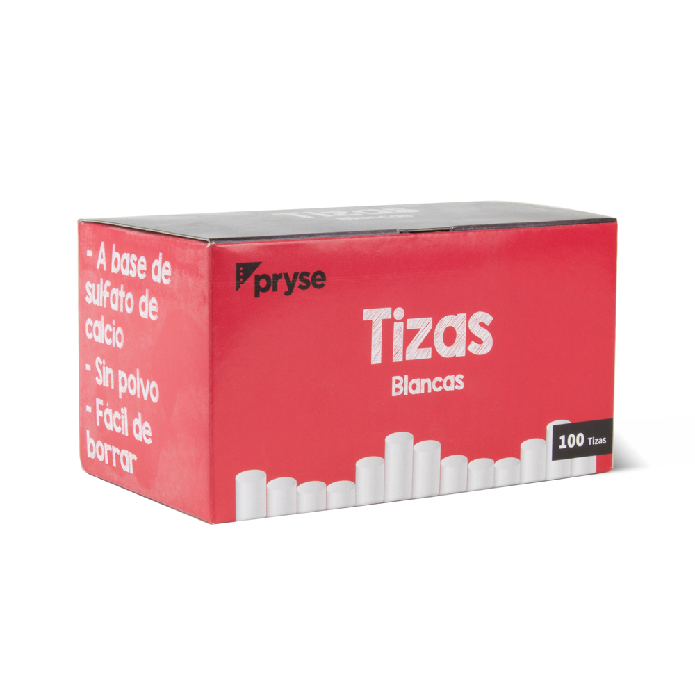 Caja 100 tizas blancas sin polvo