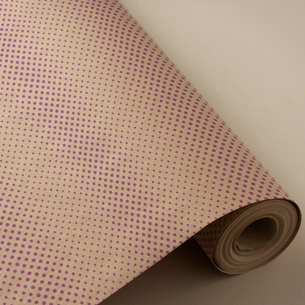 # Bobina de 62 cm 4 kg 100% kraft reciclado puntos lilas