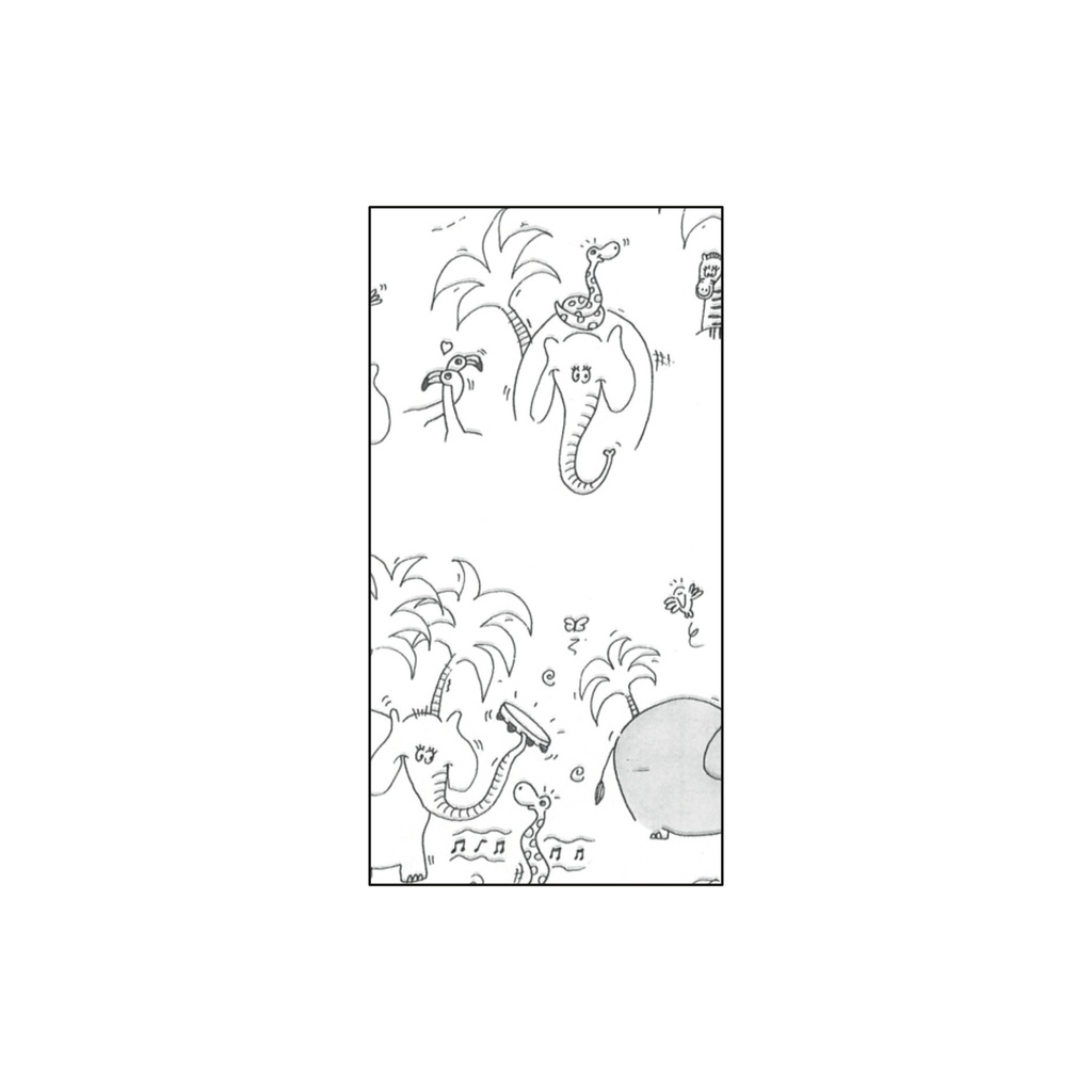 Bobina 0.8 x 50 m 35 µm PP transparente infantil jungla negro