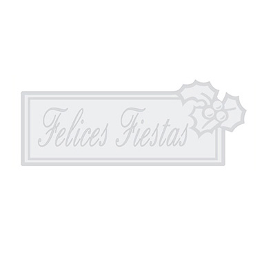 Rollo 300 etiquetas stamping 63 x 24 plata felices fiestas