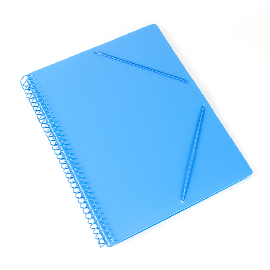 Carpeta espiral 30 fundas A4 con bolsillo azul pastel
