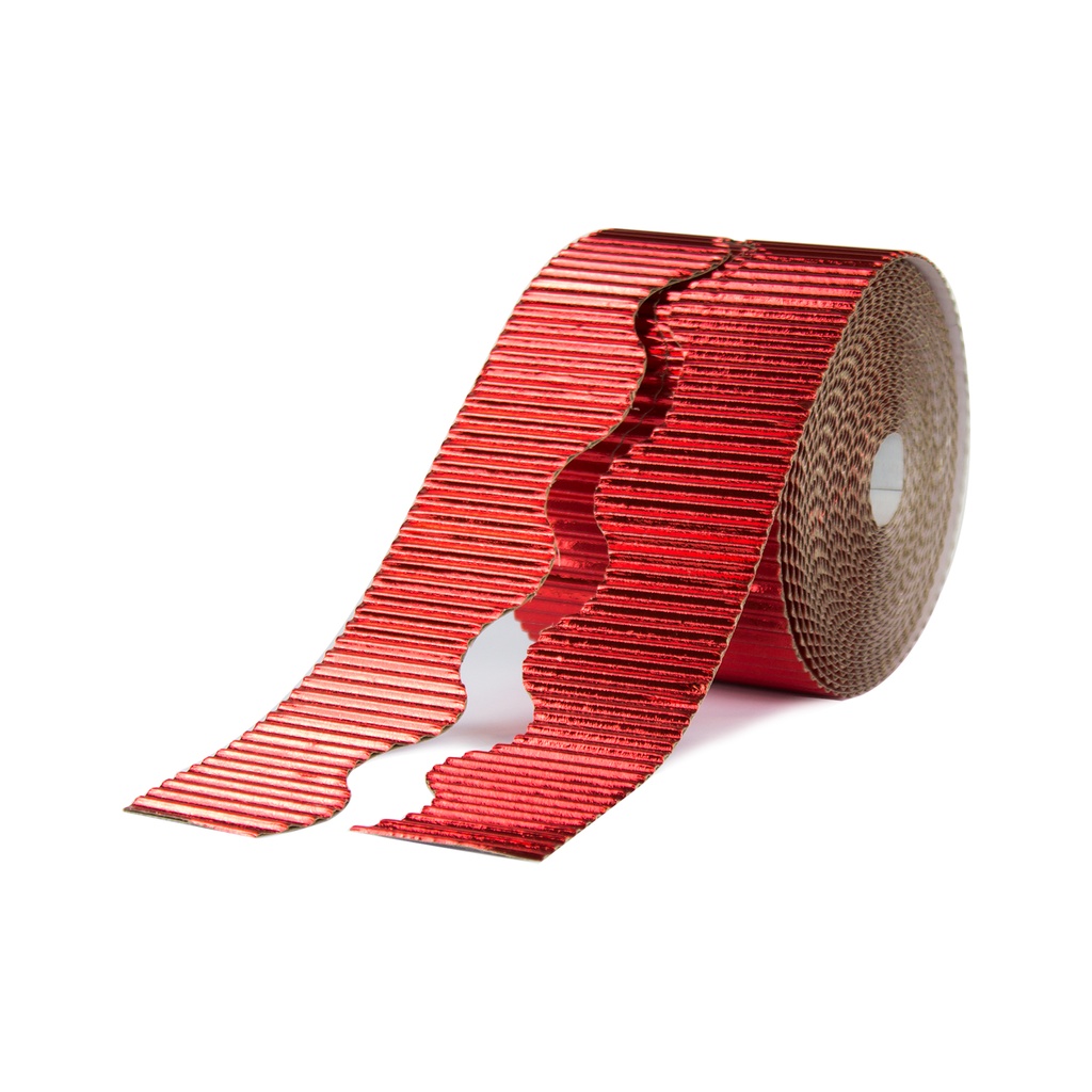 Borde cartón ondulado rojo metalizado 10 cm x (7.5 m x 2)