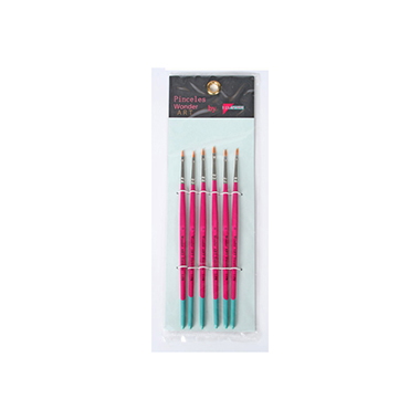 Set 6 pinceles nº 0 pelo sintético / mango corto / lengua de gato
