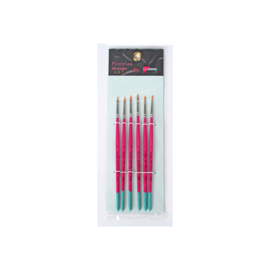 Set 6 pinceles nº 2 pelo sintético / mango corto / lengua de gato