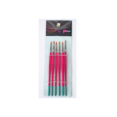 Set 6 pinceles nº 4 pelo sintético / mango corto / lengua de gato