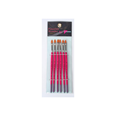 Set 6 pinceles nº 6 pelo sintético / mango corto / lengua de gato