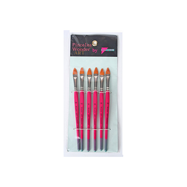 Set 6 pinceles nº 10 pelo sintético / mango corto / lengua de gato