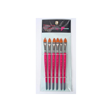Set 6 pinceles nº 12 pelo sintético / mango corto / lengua de gato