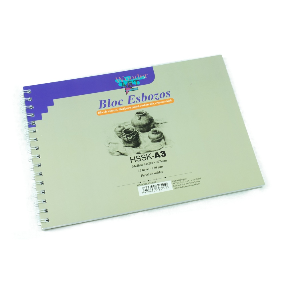 Cuaderno dibujo A3 esbozos 30 hojas 160 g