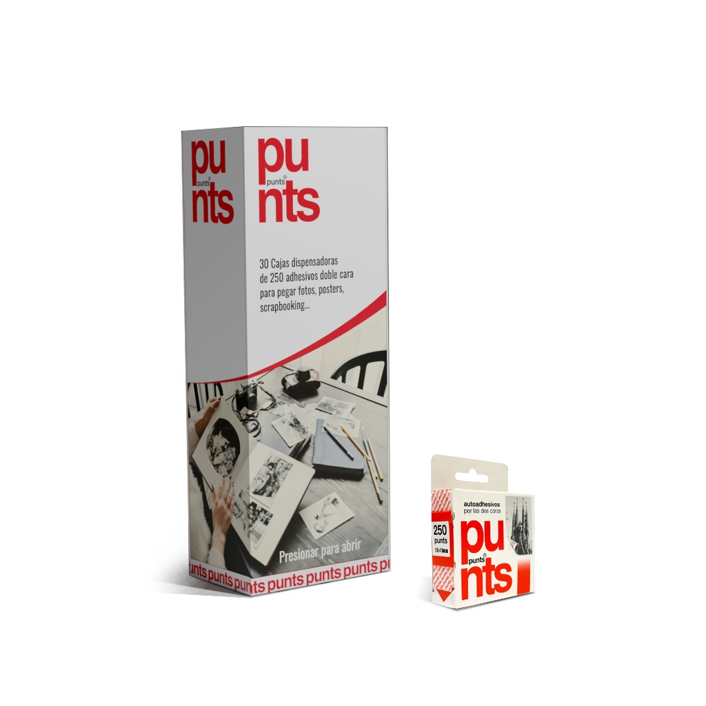 Expositor 30 cajas de 250 Punts 15 x 19 mm