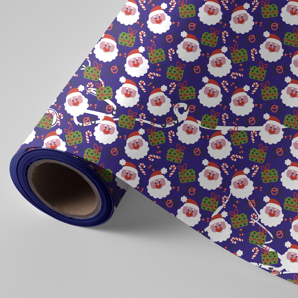 Bobina de 62 cm 4 kg Navidad papa noel fondo azul