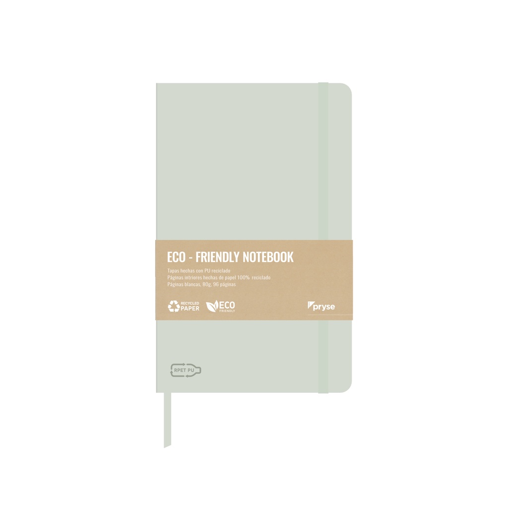 Libreta tapa dura 80g 96 hojas blancas 130 x 208 mm verde claro