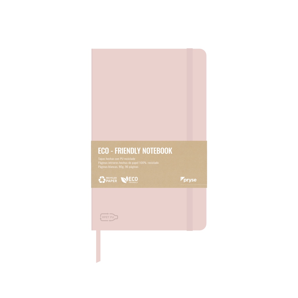 Libreta tapa dura 80g 96 hojas blancas 130 x 208 mm rosa