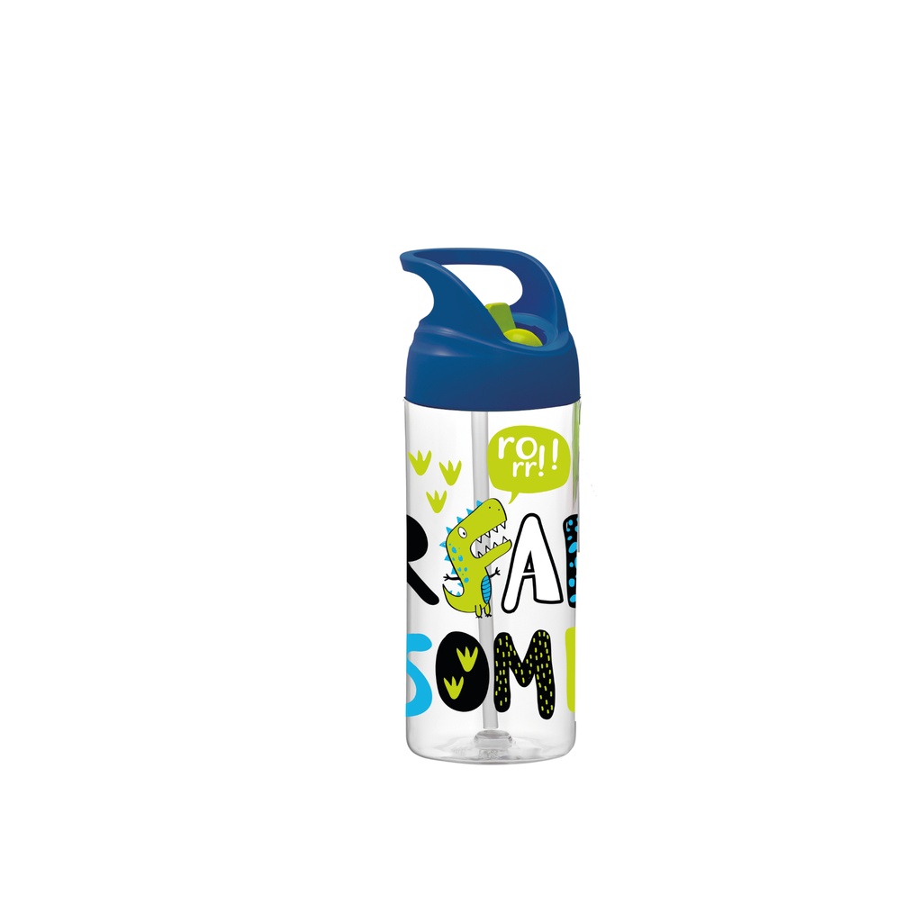 Botella de Tritan con asa y pajita de 500 ml Dino