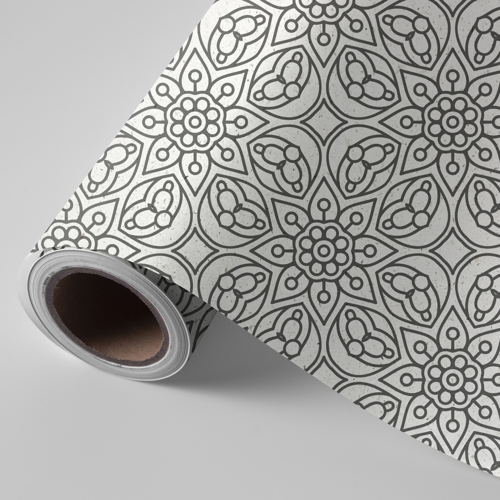 Bobina de 31 cm 2 kg papel caña de azúcar mandala marrón blanco