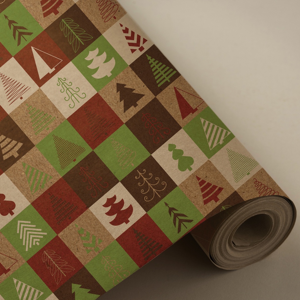 Bobina 31 cm 2 kg 100% kraft reciclado cuadros de árboles
