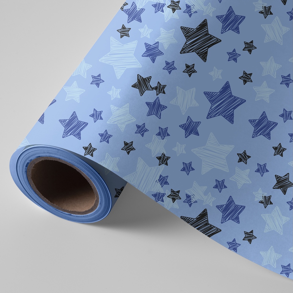 Bobina de 62 cm 4 kg navidad estrellas azul