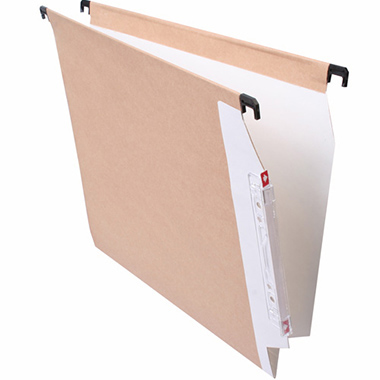 [1240061] Caja 50 carpetas A4 V kraft bicolor visor lateral