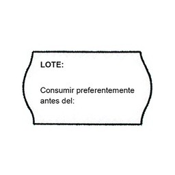 [1530070] Rollo 1000 etiquetas onda 26 x 16 blanca permanente lote / consumir preferentemente