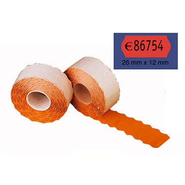 [1530073] Rollo etiquetas onda 26 x 12 permanente naranja fluor