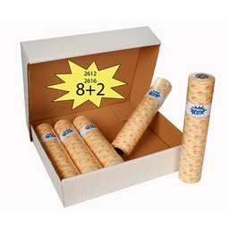 [1531015] Pack 8 + 2 rollos de 1000 etiquetas 26 x 12 onda fluor naranja removible