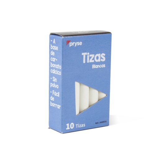 [2430031] Caja 10 tizas blancas sin polvo calidad superior