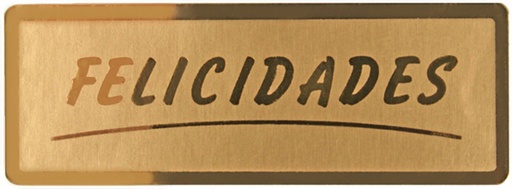 [3280001] Rollo 300 etiquetas stamping 50 x 18 oro felicidades
