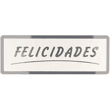 [3280004] Rollo 300 etiquetas stamping 50 x 18 plata felicidades