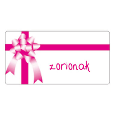 [3280023] Rollo 300 etiquetas tinta 59 x 30 zorionak lazo rosa