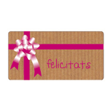 [3280027] Rollo 300 etiquetas tinta 59 x 30 kraft felicitats lazo