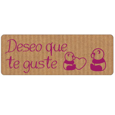 [3280040] Rollo 300 etiquetas tinta 50 x 18 kraft deseo que te guste pandas