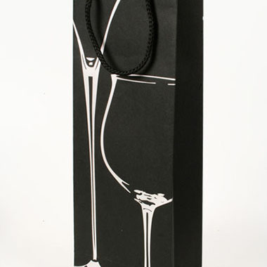 [3330053] Bolsa regalo botellero papel kraft decorado 360 x 127 x 83 negro / plata