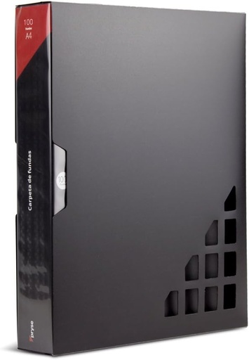 [4090001] Carpeta 100 fundas PP A4 negra con caja