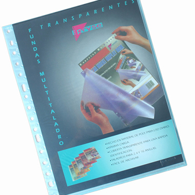 [4220001] Pack 10 fundas multitaladro A4 twill azul
