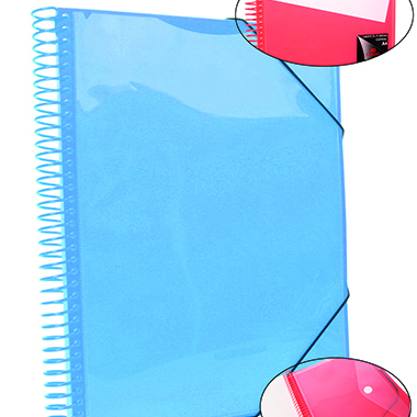 [4240032] Carpeta espiral 30 fundas A4 con bolsillo azul