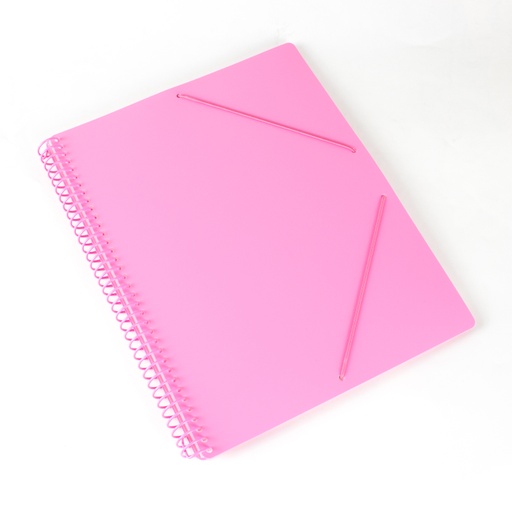[4240123] Carpeta espiral 20 fundas A4 con bolsillo rosa pastel