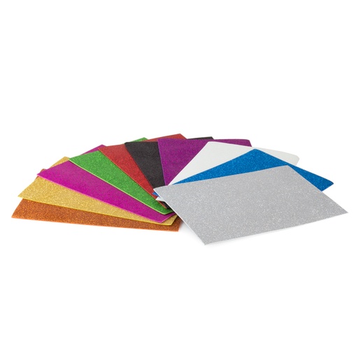 [5000100] Bolsa 10 láminas EVA purpurina 20 x 30 cm 10 colores surtidos