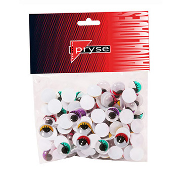 [5110086] Bolsa 50 ojos adhesivos 8 mm párpados colores / iris negro