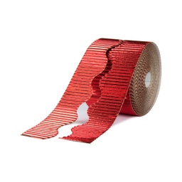 [5300051] Borde cartón ondulado rojo metalizado 10 cm x (7.5 m x 2)