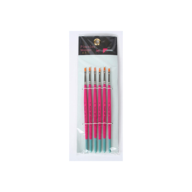 [6110004] Set 6 pinceles nº 4 pelo sintético / mango corto / plano