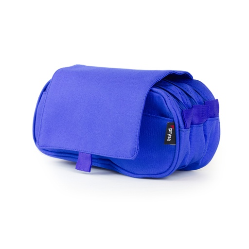 [4810031] Portatodo triple 3 cremalleras con bolsillo exterior con solapa 22 x 8 x 10.5 cm azul
