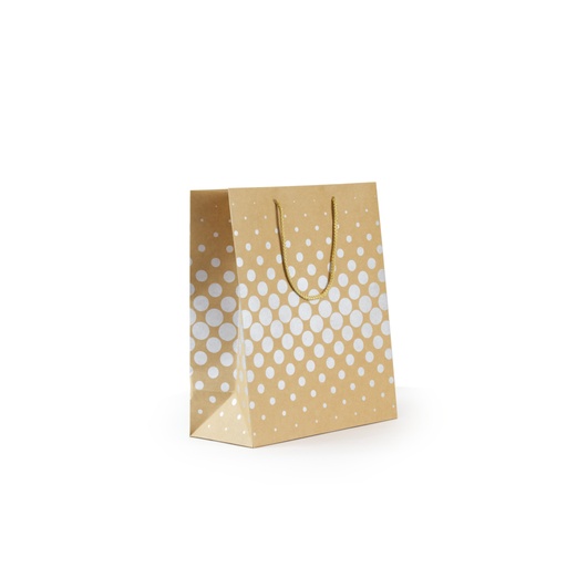 [3320003] Bolsa papel 180g kraft 100% reciclado 185 x 140 x 85 mm puntos plata