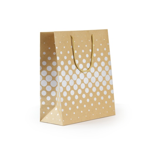 [3320013] Bolsa papel 180g kraft 100% reciclado 315 x 254 x 127 mm puntos plata
